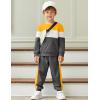 Arshiner Boys Clothes Color Block Sweatshirt & Casual Pants 2Pcs Fall Winter Outfits Set for Kids 2-12 Years(Yellow & White Stripe)