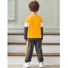 Arshiner Boys Clothes Color Block Sweatshirt & Casual Pants 2Pcs Fall Winter Outfits Set for Kids 2-12 Years(Yellow & White Stripe)