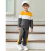 Arshiner Boys Clothes Color Block Sweatshirt & Casual Pants 2Pcs Fall Winter Outfits Set for Kids 2-12 Years(Yellow & White Stripe)