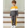 Arshiner Boys Clothes Color Block Sweatshirt & Casual Pants 2Pcs Fall Winter Outfits Set for Kids 2-12 Years(Yellow & White Stripe)