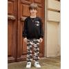 Arshiner Boys Fleece Colorblock Sweatshirt & Pants Outfit Set Fall Winter Clothes Toddler to Big Kid Sizes (2~12 Years)(Black + Army Camo)