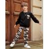 Arshiner Boys Fleece Colorblock Sweatshirt & Pants Outfit Set Fall Winter Clothes Toddler to Big Kid Sizes (2~12 Years)(Black + Army Camo)