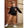 Arshiner Boys Fleece Colorblock Sweatshirt & Pants Outfit Set Fall Winter Clothes Toddler to Big Kid Sizes (2~12 Years)(Black + Brown)