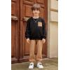 Arshiner Boys Fleece Colorblock Sweatshirt & Pants Outfit Set Fall Winter Clothes Toddler to Big Kid Sizes (2~12 Years)(Black + Brown)