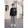 Arshiner Boys Fleece Colorblock Sweatshirt & Pants Outfit Set Fall Winter Clothes Toddler to Big Kid Sizes (2~12 Years)(Black + Checkered)