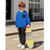 Arshiner Boys Fleece Colorblock Sweatshirt & Pants Outfit Set Fall Winter Clothes Toddler to Big Kid Sizes (2~12 Years)(Blue + Black)