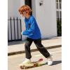 Arshiner Boys Fleece Colorblock Sweatshirt & Pants Outfit Set Fall Winter Clothes Toddler to Big Kid Sizes (2~12 Years)(Blue + Black)