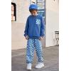 Arshiner Boys Fleece Colorblock Sweatshirt & Pants Outfit Set Fall Winter Clothes Toddler to Big Kid Sizes (2~12 Years)(Blue + Checkered)