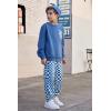 Arshiner Boys Fleece Colorblock Sweatshirt & Pants Outfit Set Fall Winter Clothes Toddler to Big Kid Sizes (2~12 Years)(Blue + Checkered)