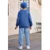 Arshiner Boys Fleece Colorblock Sweatshirt & Pants Outfit Set Fall Winter Clothes Toddler to Big Kid Sizes (2~12 Years)(Blue + Checkered)