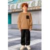 Arshiner Boys Fleece Colorblock Sweatshirt & Pants Outfit Set Fall Winter Clothes Toddler to Big Kid Sizes (2~12 Years)(Brown + Black)