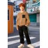Arshiner Boys Fleece Colorblock Sweatshirt & Pants Outfit Set Fall Winter Clothes Toddler to Big Kid Sizes (2~12 Years)(Brown + Black)