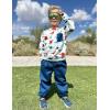 Arshiner Boys Fleece Colorblock Sweatshirt & Pants Outfit Set Fall Winter Clothes Toddler to Big Kid Sizes (2~12 Years)(Dinosaur Print + Navy Blue)