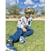 Arshiner Boys Fleece Colorblock Sweatshirt & Pants Outfit Set Fall Winter Clothes Toddler to Big Kid Sizes (2~12 Years)(Dinosaur Print + Navy Blue)