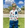 Arshiner Boys Fleece Colorblock Sweatshirt & Pants Outfit Set Fall Winter Clothes Toddler to Big Kid Sizes (2~12 Years)(Dinosaur Print + Navy Blue)