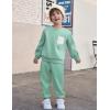 Arshiner Boys Fleece Colorblock Sweatshirt & Pants Outfit Set Fall Winter Clothes Toddler to Big Kid Sizes (2~12 Years)(Grey Green)