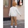 Arshiner Boys Fleece Colorblock Sweatshirt & Pants Outfit Set Fall Winter Clothes Toddler to Big Kid Sizes (2~12 Years)(White + Brown)