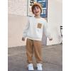 Arshiner Boys Fleece Colorblock Sweatshirt & Pants Outfit Set Fall Winter Clothes Toddler to Big Kid Sizes (2~12 Years)(White + Brown)