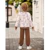 Arshiner Boys Pant Sets Long Sleeve Shirts and Pants Crewneck Sweatshirt for Fall Winter（2T- 8-9）(Beige & Brown)