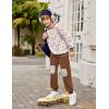 Arshiner Boys Pant Sets Long Sleeve Shirts and Pants Crewneck Sweatshirt for Fall Winter（2T- 8-9）(Beige & Brown)