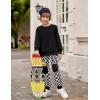 Arshiner Boys Pant Sets Long Sleeve Shirts and Pants Crewneck Sweatshirt for Fall Winter（2T- 8-9）(Black & White)