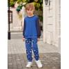 Arshiner Boys Pant Sets Long Sleeve Shirts and Pants Crewneck Sweatshirt for Fall Winter（2T- 8-9）(Blue & Blue)