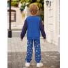 Arshiner Boys Pant Sets Long Sleeve Shirts and Pants Crewneck Sweatshirt for Fall Winter（2T- 8-9）(Blue & Blue)