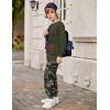 Arshiner Boys Pant Sets Long Sleeve Shirts and Pants Crewneck Sweatshirt for Fall Winter（2T- 8-9）(Green & Camo)
