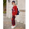 Arshiner Boys Pant Sets Long Sleeve Shirts and Pants Crewneck Sweatshirt for Fall Winter（2T- 8-9）(Red & Black)