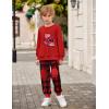 Arshiner Boys Pant Sets Long Sleeve Shirts and Pants Crewneck Sweatshirt for Fall Winter（2T- 8-9）(Red & Black)