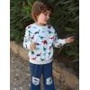Arshiner Boys Pant Sets Long Sleeve Shirts and Pants Crewneck Sweatshirt for Fall Winter（2T- 8-9）(White & Blue)