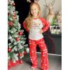 Arshiner Girls Christmas Pajamas Holiday Pjs for Kids Santa Long Sleeve Sleepwear(Apricot Merry Christmas)