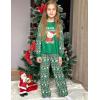 Arshiner Girls Christmas Pajamas Holiday Pjs for Kids Santa Long Sleeve Sleepwear(Green Christmas Teddy)