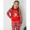 Arshiner Girls Christmas Pajamas Holiday Pjs for Kids Santa Long Sleeve Sleepwear(Red Christmas Teddy)