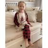 Arshiner Girls Christmas Pajamas Holiday Pjs for Kids Santa Long Sleeve Sleepwear(Red Plaid Christmas Tree)
