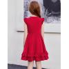 Arshiner Girls Dress Tween Boho Flutter Sleeve Tiered A Line Summer Dresses with Pockets(Red)