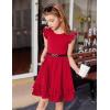 Arshiner Girls Dress Tween Boho Flutter Sleeve Tiered A Line Summer Dresses with Pockets(Red)
