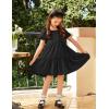 Arshiner Girls Dresses Short Sleeve Ruffle Chiffon Summer Flowy Dress with Square Neck(A Black)