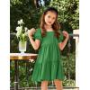 Arshiner Girls Dresses Short Sleeve Ruffle Chiffon Summer Flowy Dress with Square Neck(A Green)