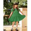 Arshiner Girls Dresses Short Sleeve Ruffle Chiffon Summer Flowy Dress with Square Neck(A Green)