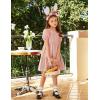 Arshiner Girls Dresses Short Sleeve Ruffle Chiffon Summer Flowy Dress with Square Neck(A Pink)