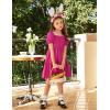 Arshiner Girls Dresses Short Sleeve Ruffle Chiffon Summer Flowy Dress with Square Neck(A Rose Red)