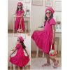 Arshiner Girls Dresses Short Sleeve Ruffle Chiffon Summer Flowy Dress with Square Neck(A Rose Red)