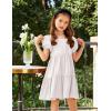 Arshiner Girls Dresses Short Sleeve Ruffle Chiffon Summer Flowy Dress with Square Neck(A White)