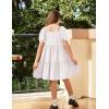 Arshiner Girls Dresses Short Sleeve Ruffle Chiffon Summer Flowy Dress with Square Neck(A White)