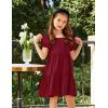 Arshiner Girls Dresses Short Sleeve Ruffle Chiffon Summer Flowy Dress with Square Neck(A Wine Red)