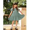 Arshiner Girls Dresses Short Sleeve Ruffle Chiffon Summer Flowy Dress with Square Neck(Light Green)