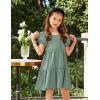 Arshiner Girls Dresses Short Sleeve Ruffle Chiffon Summer Flowy Dress with Square Neck(Light Green)