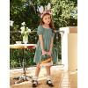 Arshiner Girls Dresses Short Sleeve Ruffle Chiffon Summer Flowy Dress with Square Neck(Light Green)