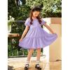 Arshiner Girls Dresses Short Sleeve Ruffle Chiffon Summer Flowy Dress with Square Neck(Lilac)
